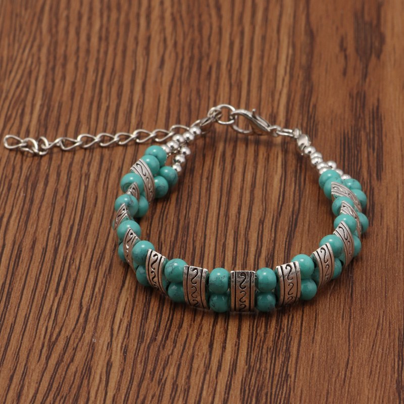 Turquoise Bracelet and Ethnic Necklace Set