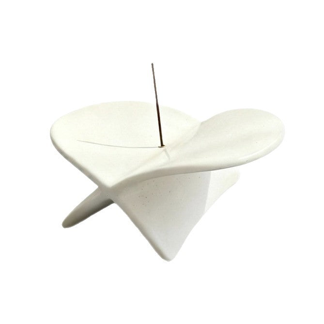 White airplane ceramic incense holder shown from above