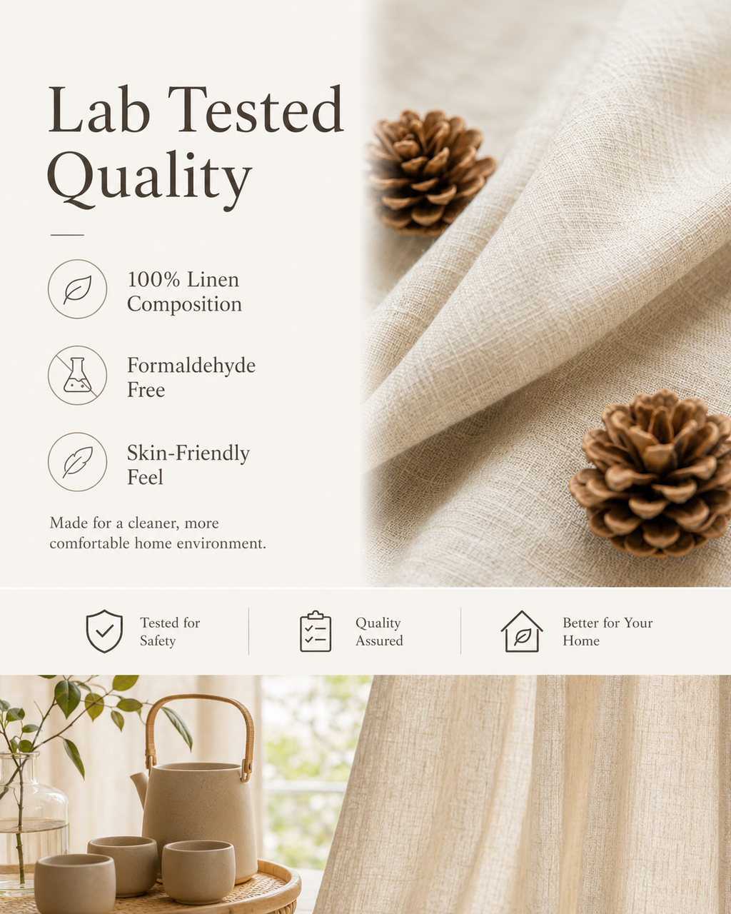 Pure Linen Curtain Panel