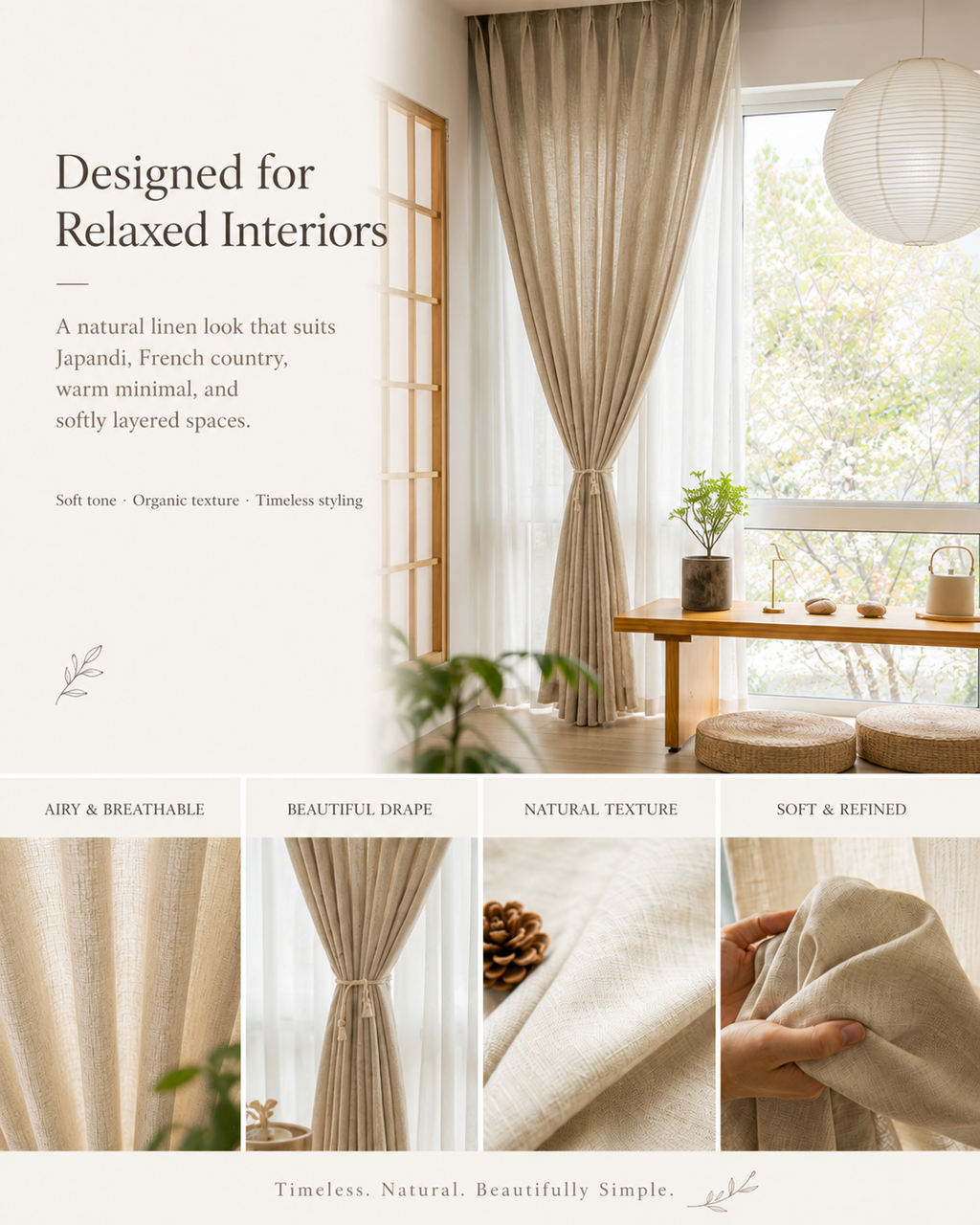 Pure Linen Curtain Panel