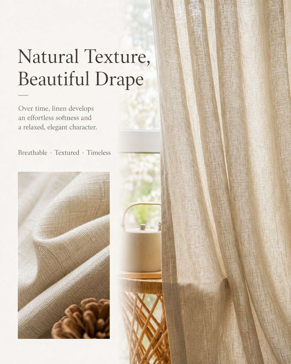 Pure Linen Curtain Panel