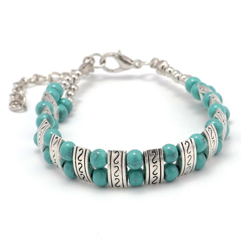 Turquoise Bracelet and Ethnic Necklace Set