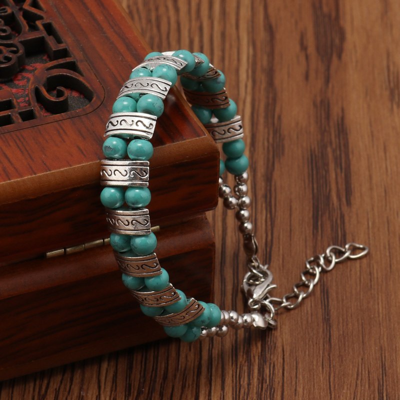 Turquoise Bracelet and Ethnic Necklace Set