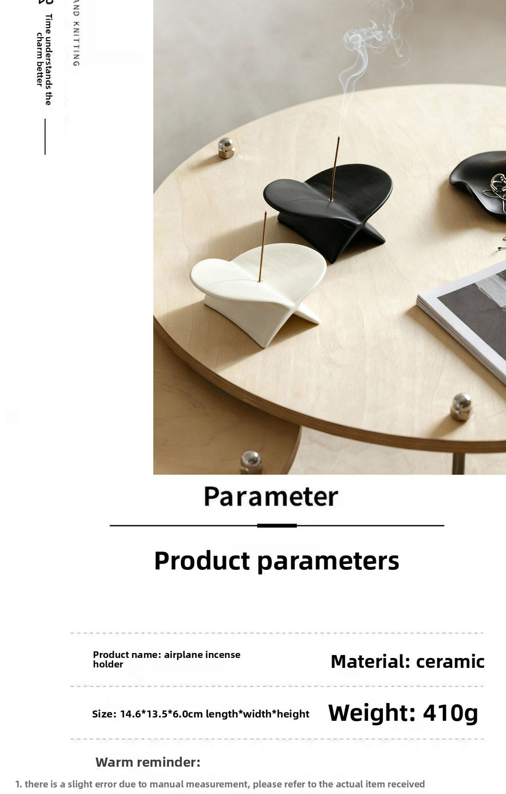 Close-up of the ceramic airplane incense holder form