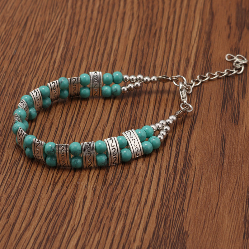 Turquoise Bracelet and Ethnic Necklace Set